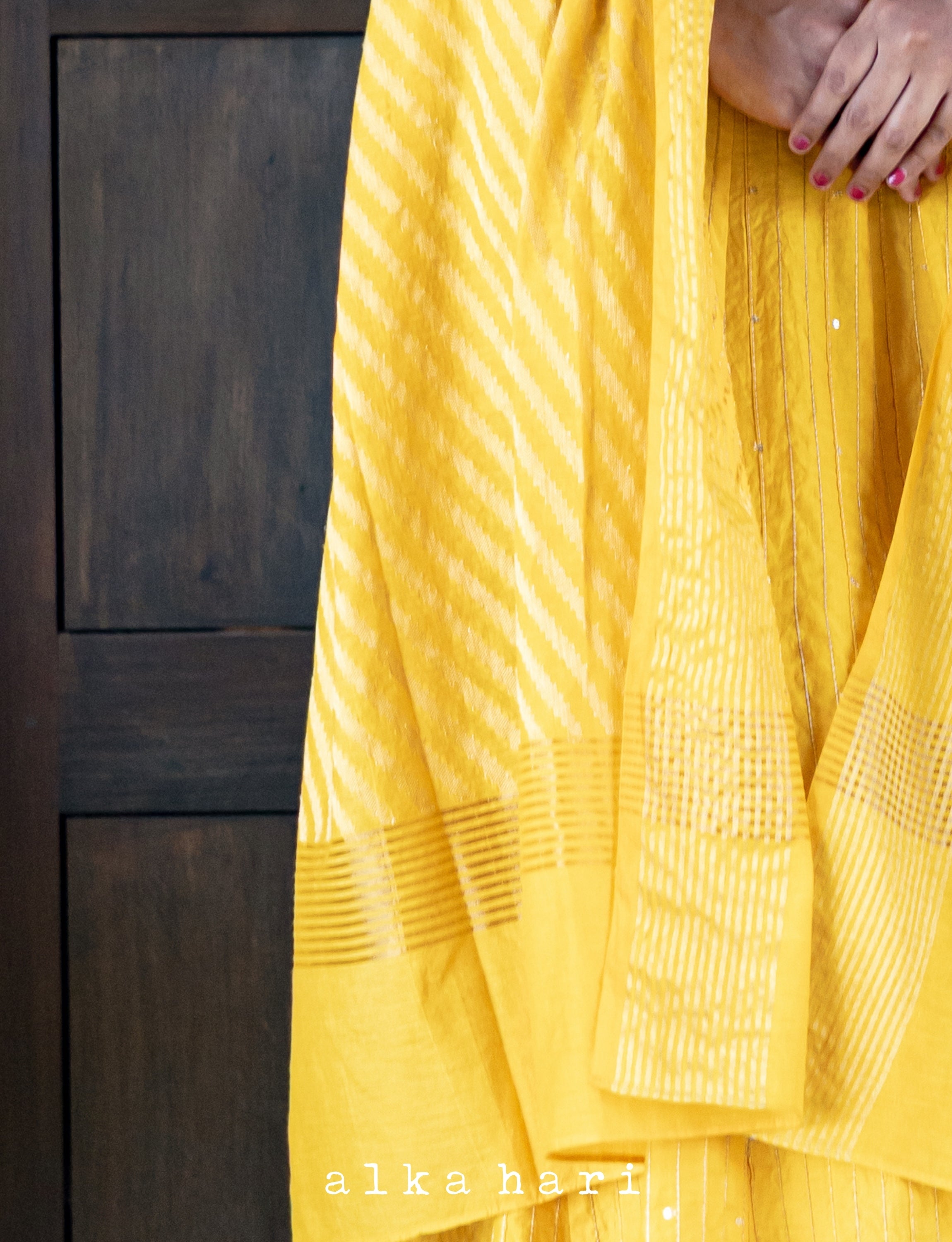 Mustard Yellow Banarasi Chanderi Silk Dupatta
